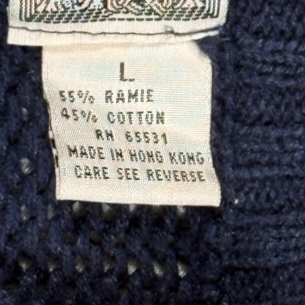 Vintage Concrete Mix Cable Knit Sweater Mens L Multi Color Block Ramie 90s - Picture 3 of 10